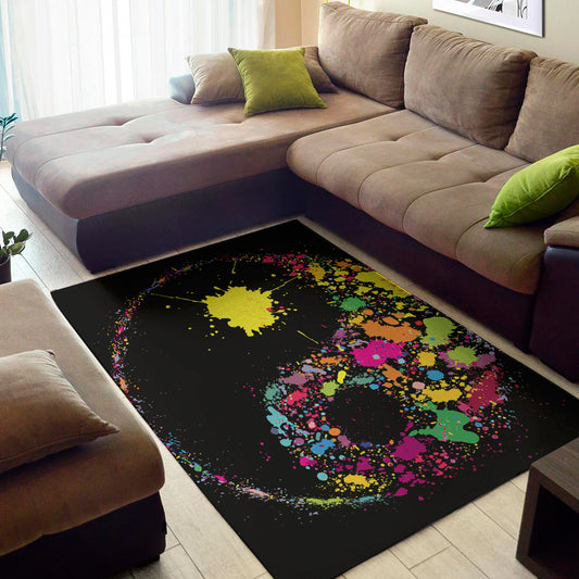 Colorful Splash Yin Yang Print Area Rug