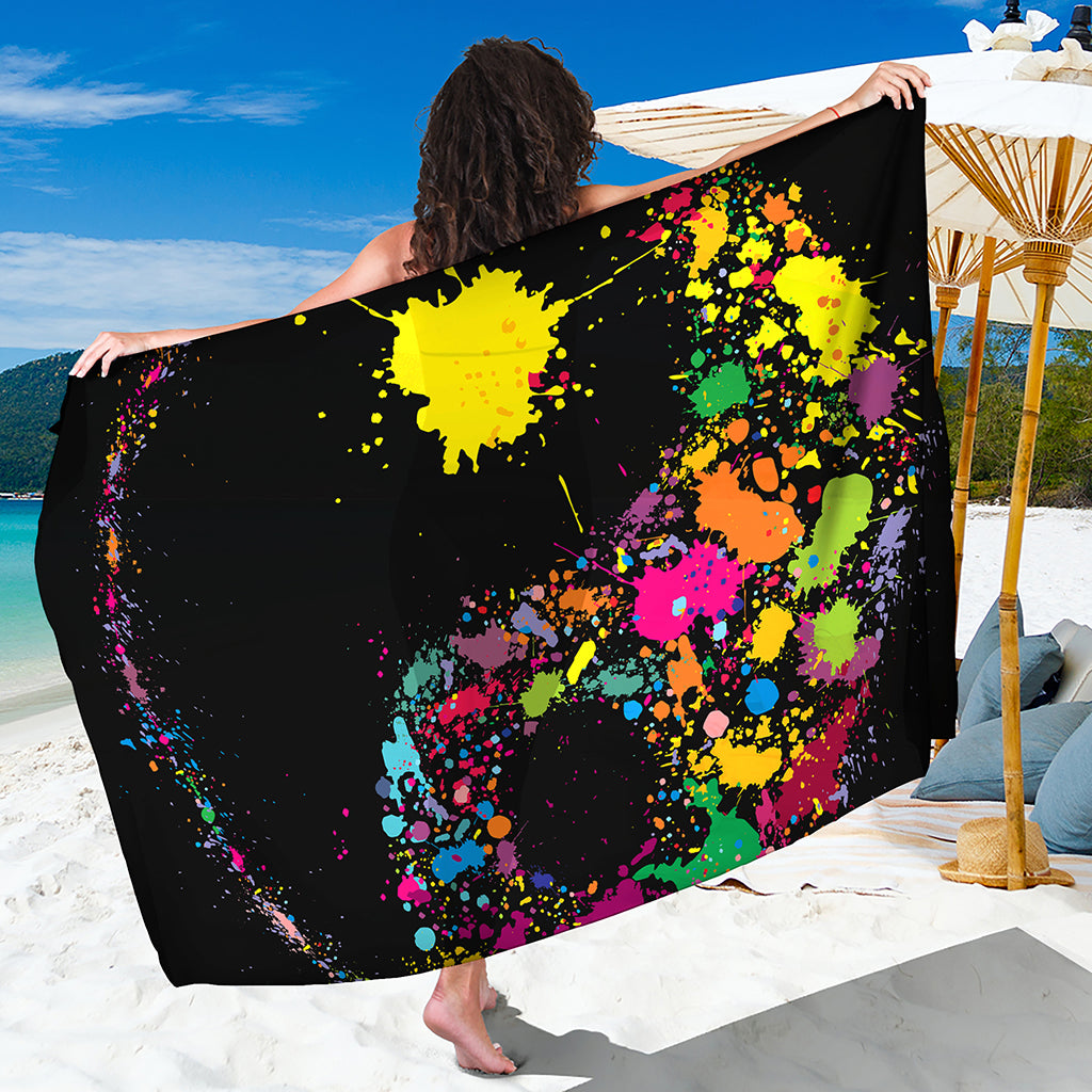 Colorful Splash Yin Yang Print Beach Sarong Wrap