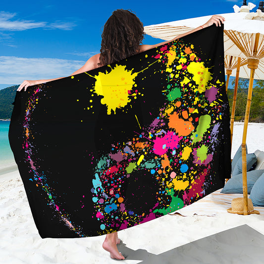 Colorful Splash Yin Yang Print Beach Sarong Wrap