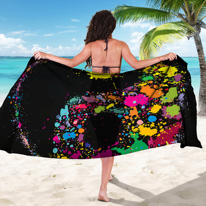 Colorful Splash Yin Yang Print Beach Sarong Wrap