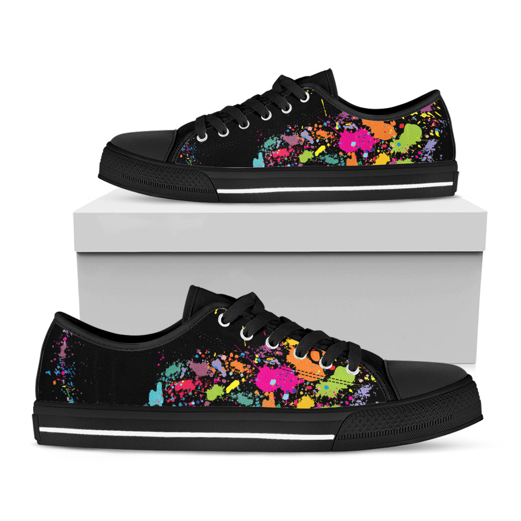 Colorful Splash Yin Yang Print Black Low Top Shoes 