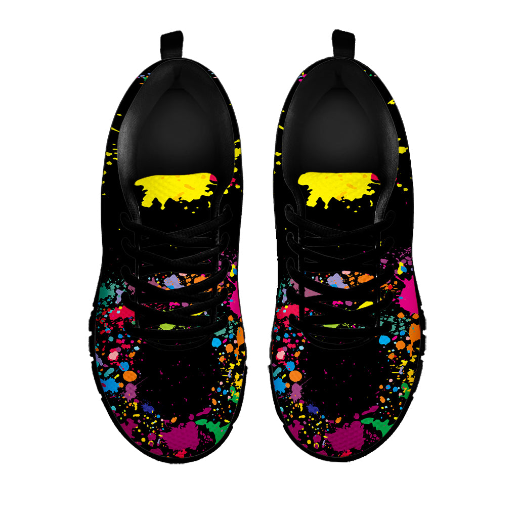 Colorful Splash Yin Yang Print Black Sneakers