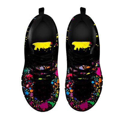 Colorful Splash Yin Yang Print Black Sneakers