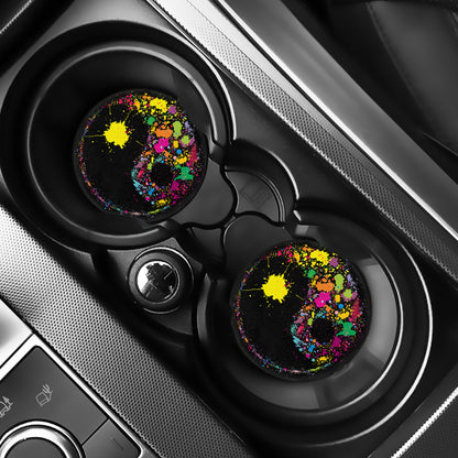 Colorful Splash Yin Yang Print Car Coasters