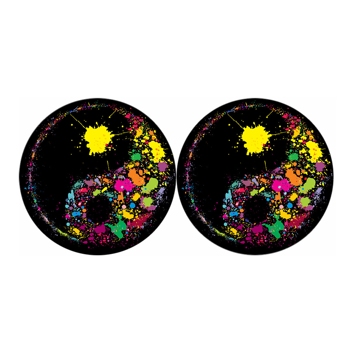 Colorful Splash Yin Yang Print Car Coasters