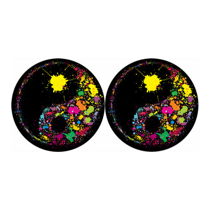 Colorful Splash Yin Yang Print Car Coasters