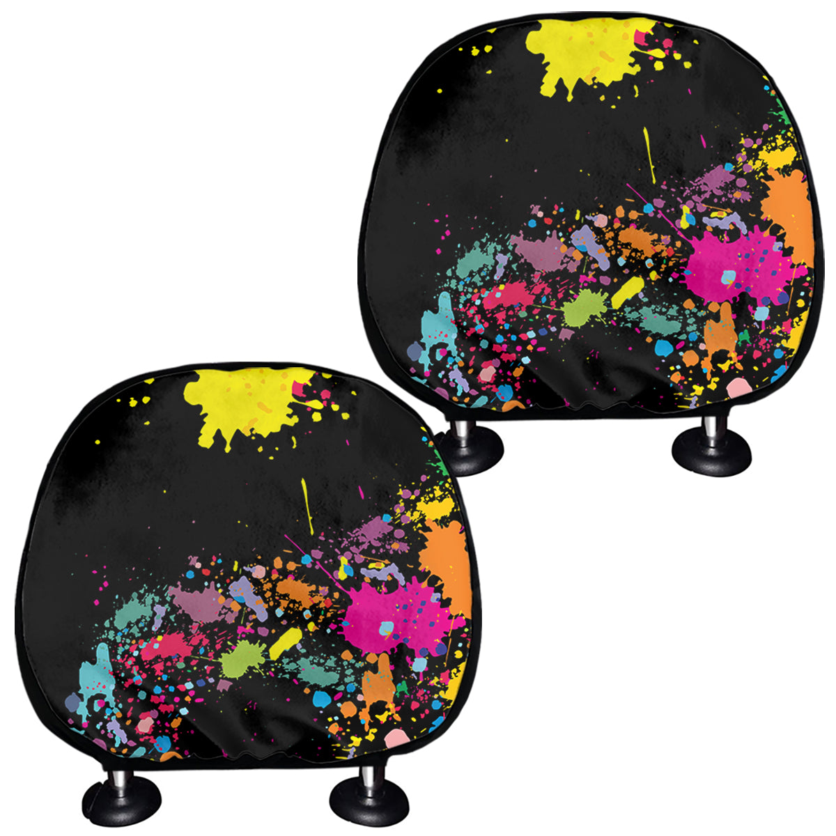 Colorful Splash Yin Yang Print Car Headrest Covers