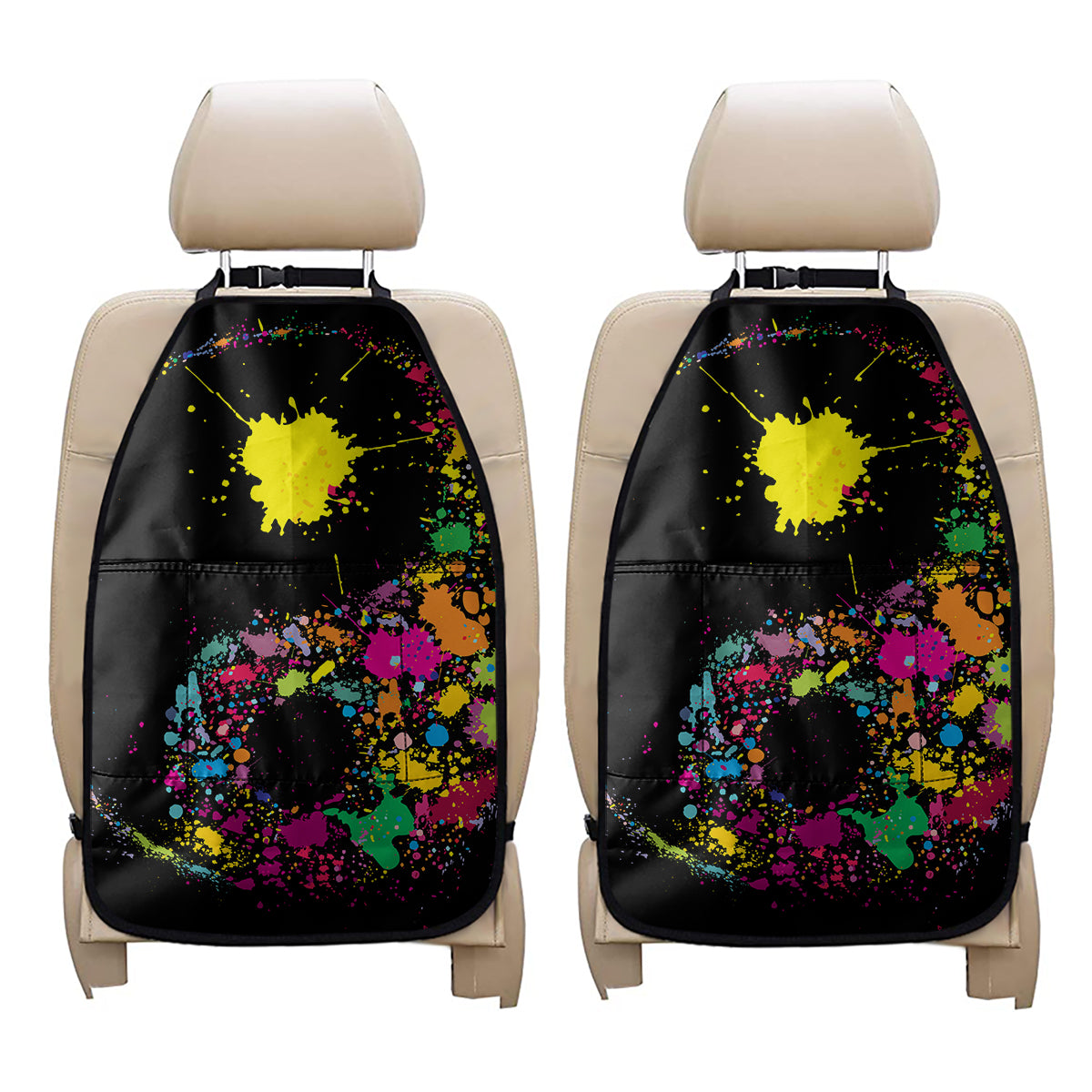 Colorful Splash Yin Yang Print Car Seat Organizers