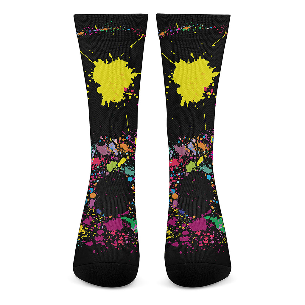 Colorful Splash Yin Yang Print Crew Socks