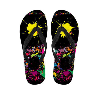 Colorful Splash Yin Yang Print Flip Flops