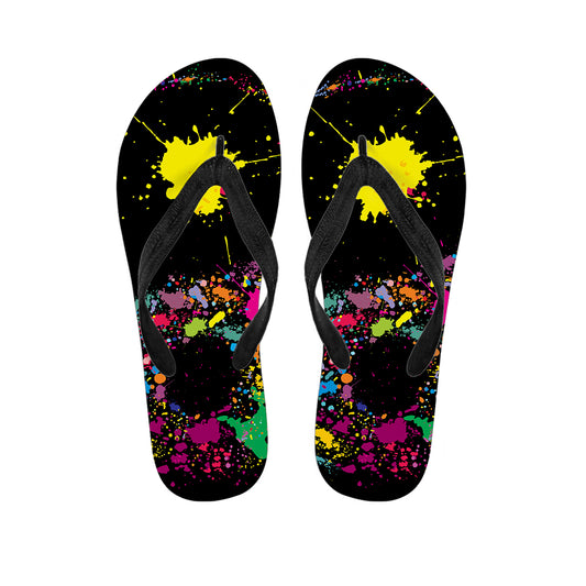 Colorful Splash Yin Yang Print Flip Flops