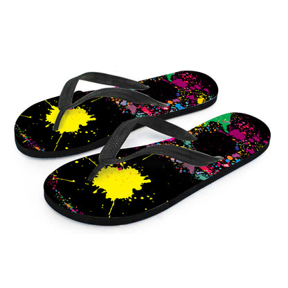 Colorful Splash Yin Yang Print Flip Flops