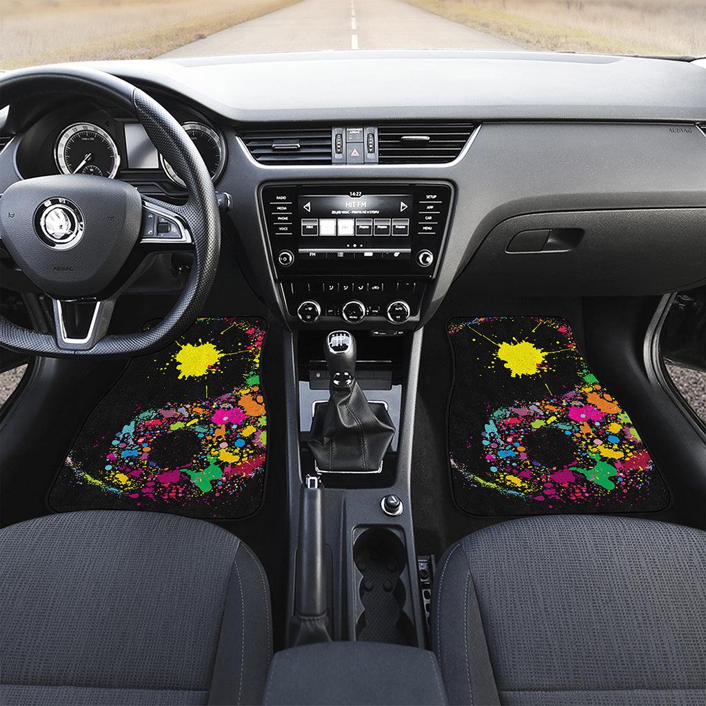 Colorful Splash Yin Yang Print Front and Back Car Floor Mats