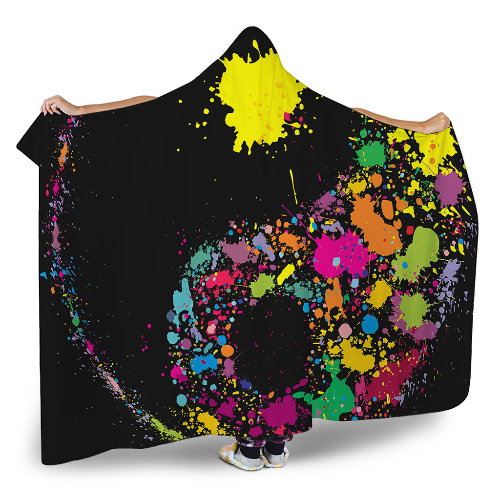 Colorful Splash Yin Yang Print Hooded Blanket