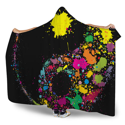 Colorful Splash Yin Yang Print Hooded Blanket