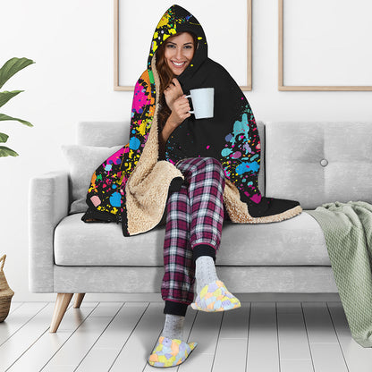 Colorful Splash Yin Yang Print Hooded Blanket
