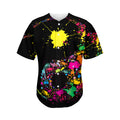 Colorful Splash Yin Yang Print Men's Baseball Jersey
