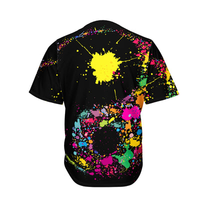 Colorful Splash Yin Yang Print Men's Baseball Jersey