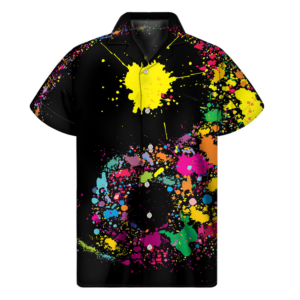 Colorful Splash Yin Yang Print Men's Short Sleeve Shirt