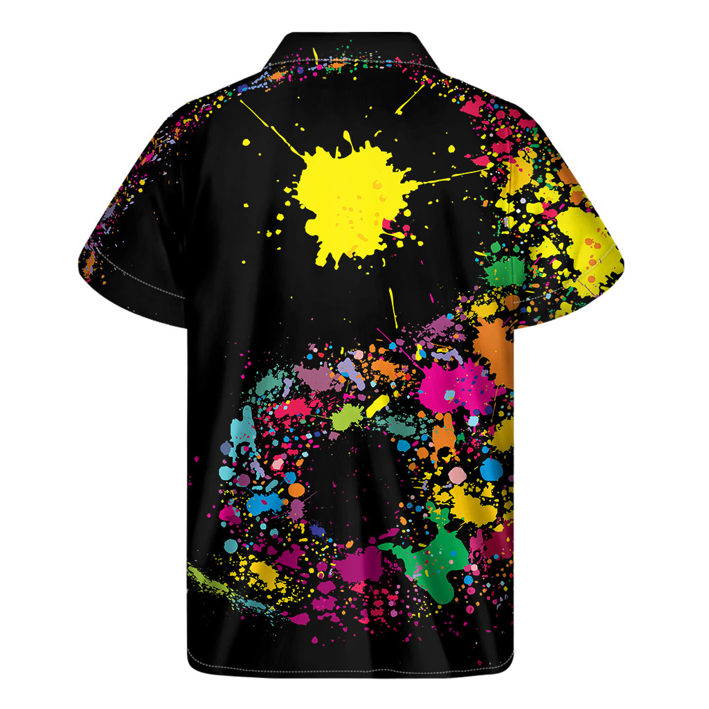 Colorful Splash Yin Yang Print Men's Short Sleeve Shirt