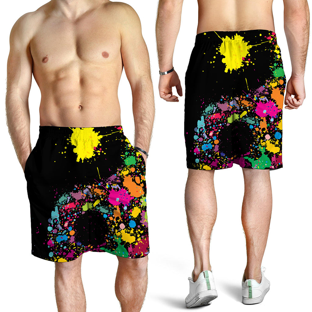 Colorful Splash Yin Yang Print Men's Shorts