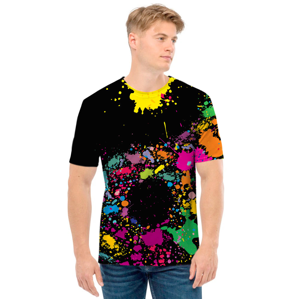 Colorful Splash Yin Yang Print Men's T-Shirt