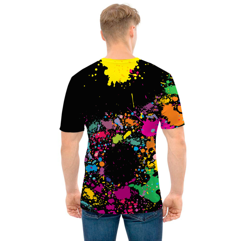 Colorful Splash Yin Yang Print Men's T-Shirt