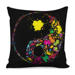 Colorful Splash Yin Yang Print Pillow Cover