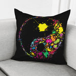 Colorful Splash Yin Yang Print Pillow Cover