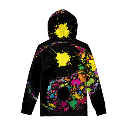 Colorful Splash Yin Yang Print Pullover Hoodie