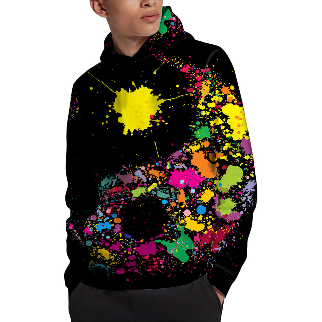 Colorful Splash Yin Yang Print Pullover Hoodie