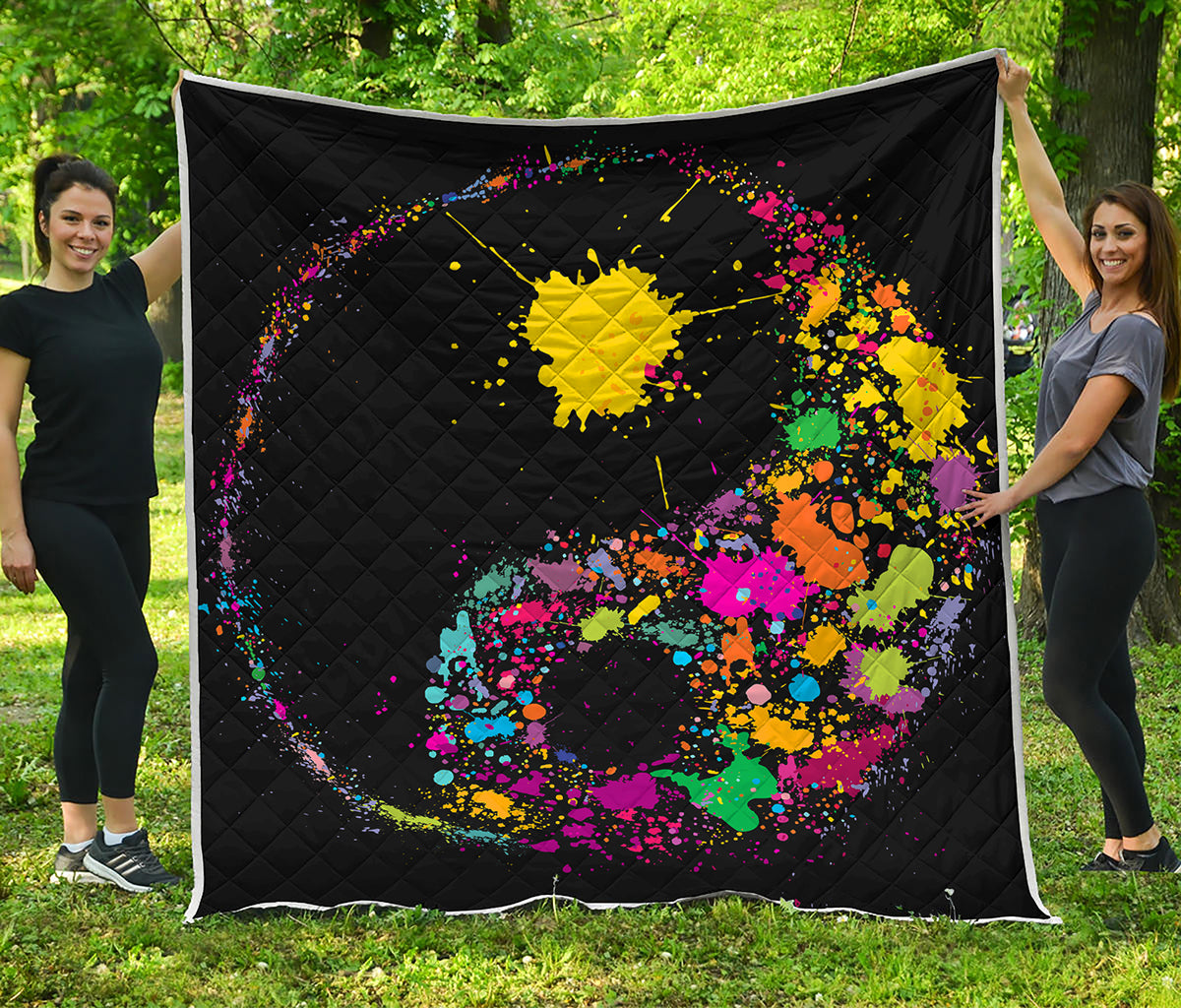 Colorful Splash Yin Yang Print Quilt