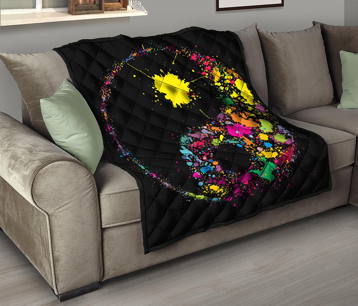 Colorful Splash Yin Yang Print Quilt