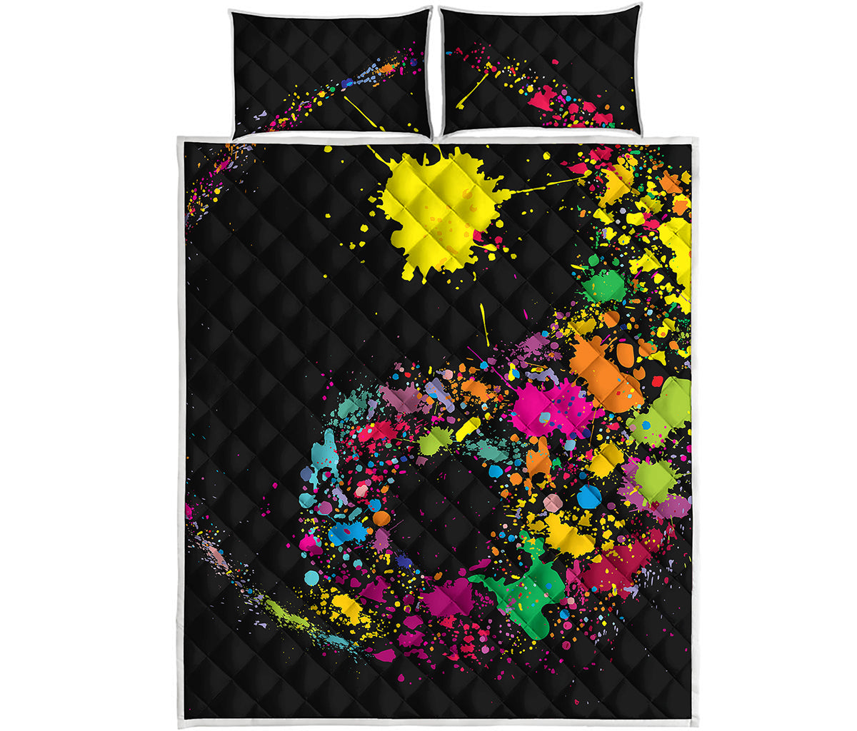 Colorful Splash Yin Yang Print Quilt Bed Set