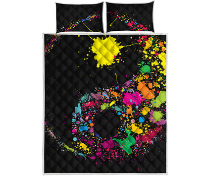 Colorful Splash Yin Yang Print Quilt Bed Set