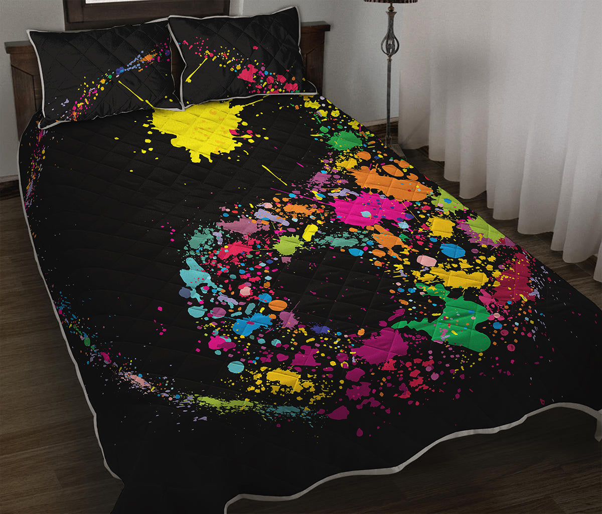 Colorful Splash Yin Yang Print Quilt Bed Set