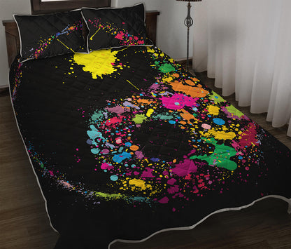 Colorful Splash Yin Yang Print Quilt Bed Set