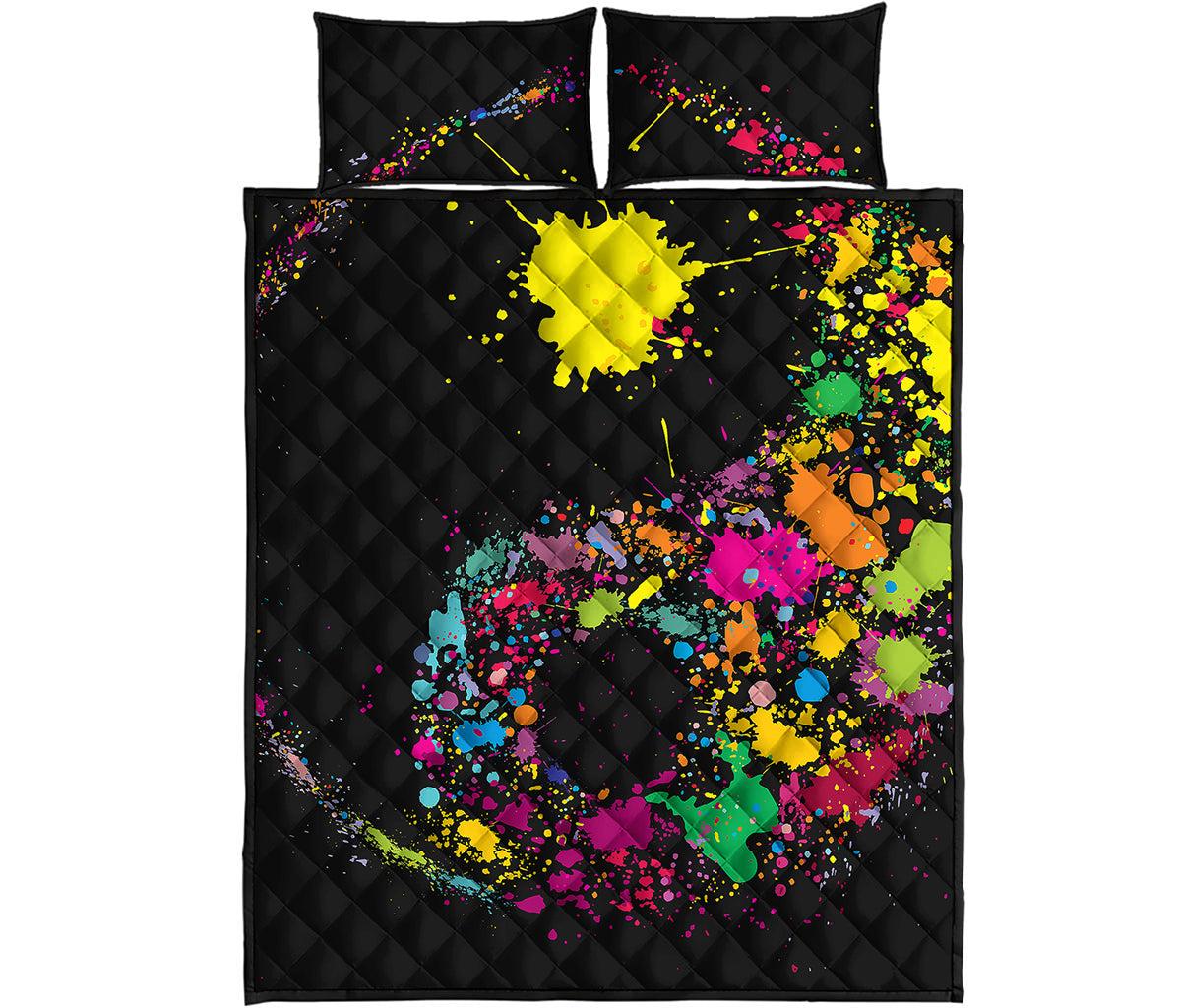 Colorful Splash Yin Yang Print Quilt Bed Set