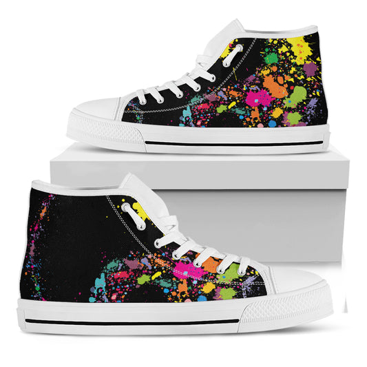Colorful Splash Yin Yang Print White High Top Shoes