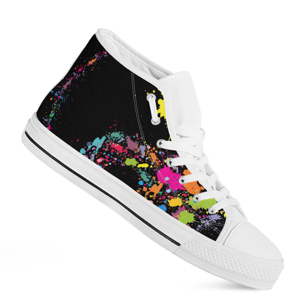 Colorful Splash Yin Yang Print White High Top Shoes