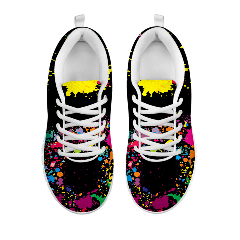 Colorful Splash Yin Yang Print White Sneakers