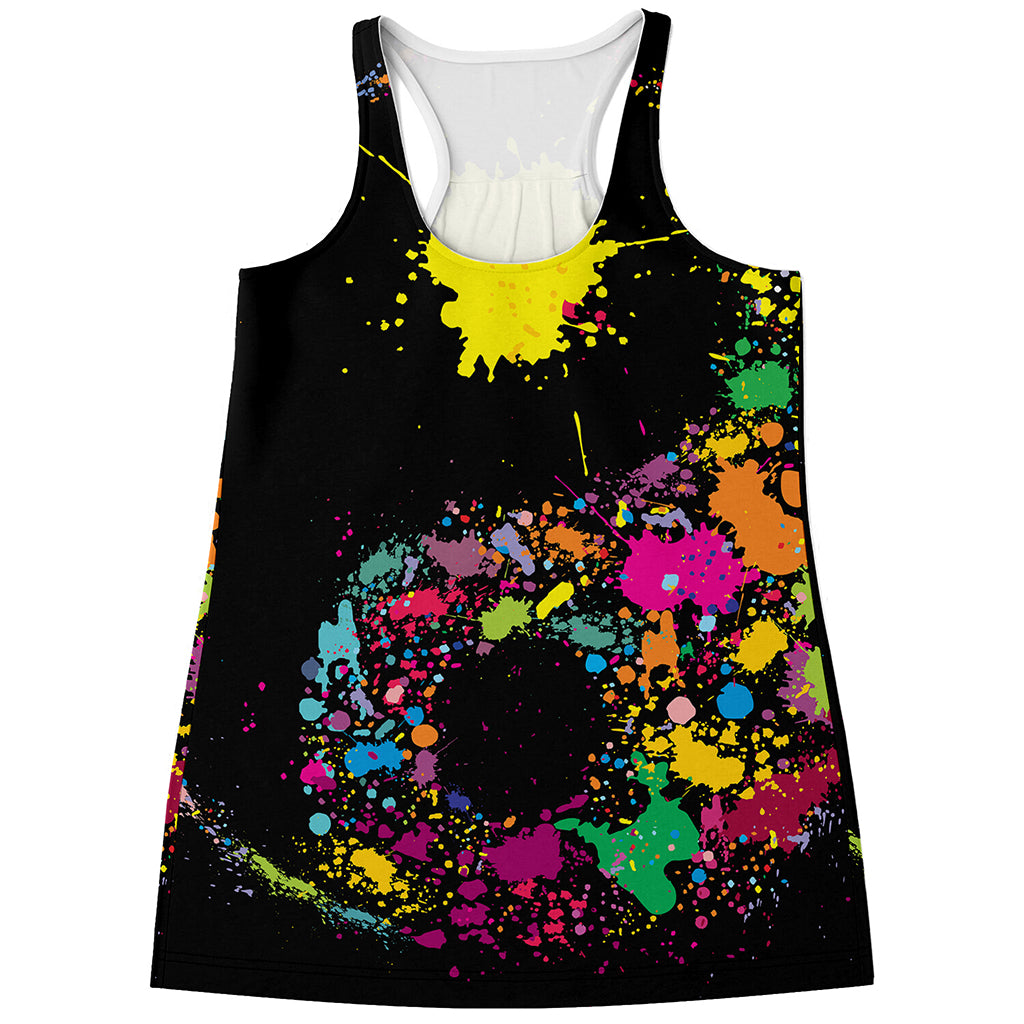 Colorful Splash Yin Yang Print Women's Racerback Tank Top