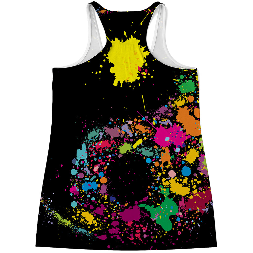 Colorful Splash Yin Yang Print Women's Racerback Tank Top