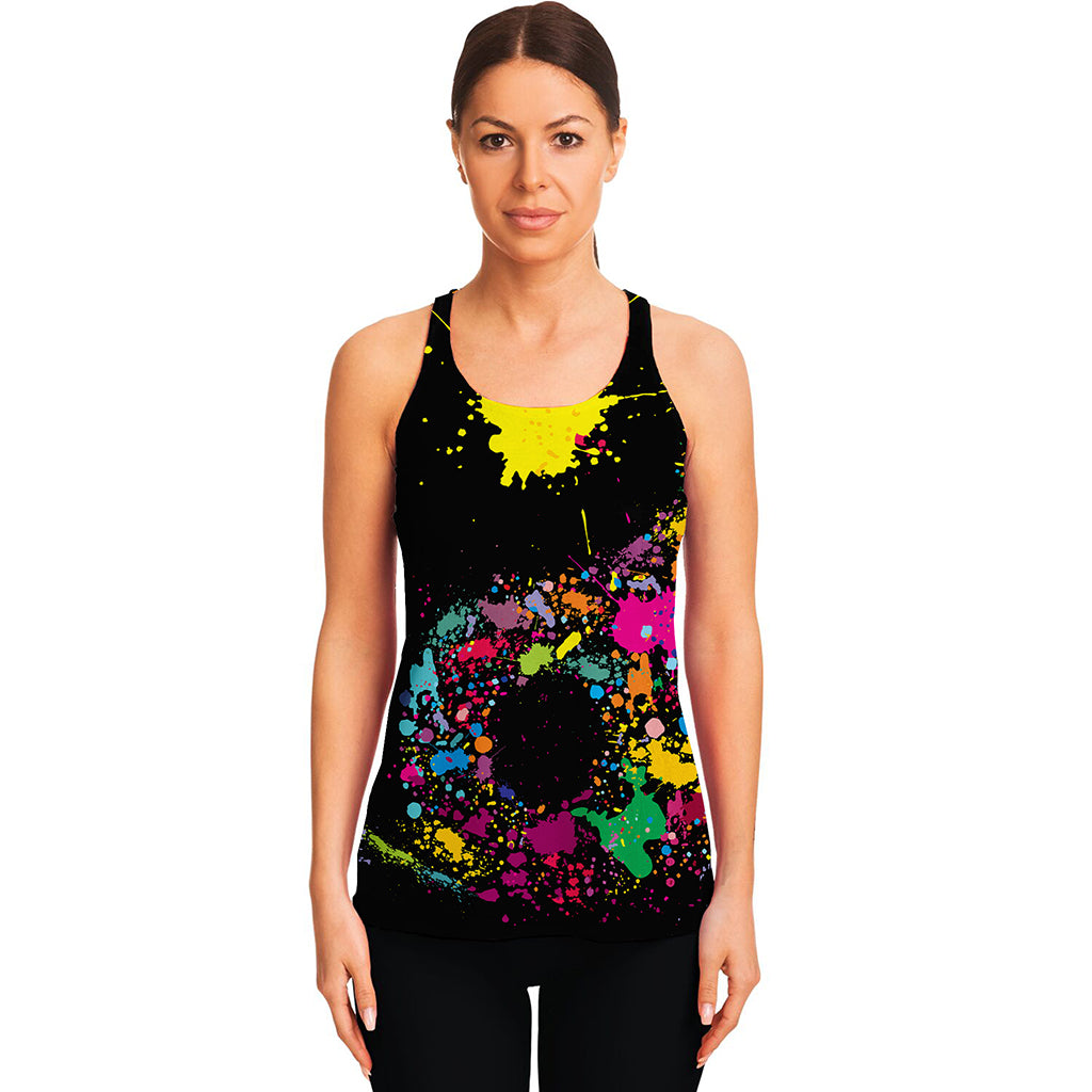 Colorful Splash Yin Yang Print Women's Racerback Tank Top