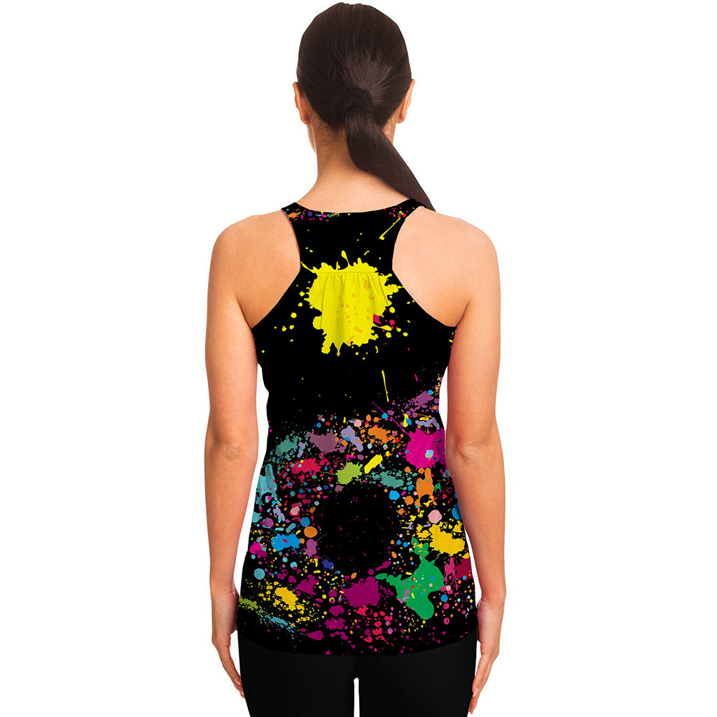 Colorful Splash Yin Yang Print Women's Racerback Tank Top