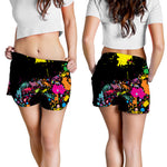 Colorful Splash Yin Yang Print Women's Shorts