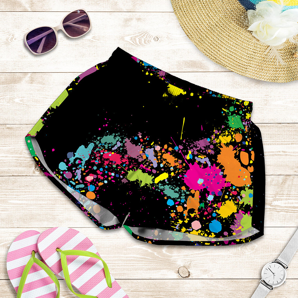 Colorful Splash Yin Yang Print Women's Shorts