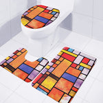 Colorful Stained Glass Mosaic Print 3 Piece Bath Mat Set