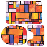 Colorful Stained Glass Mosaic Print 3 Piece Bath Mat Set