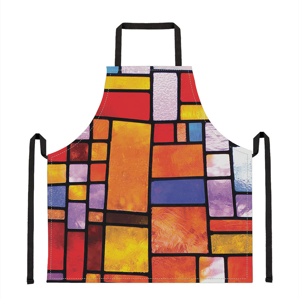 Colorful Stained Glass Mosaic Print Apron